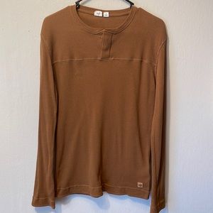 Mens tentree brown waffle long sleeve shirt - size small